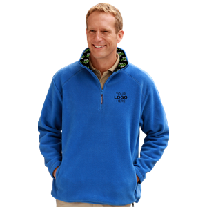 YOUR LOGO HERE ADULT POLAR FLEECE  L/S 1/2 ZIP PULLOVER BLUE EXTRA SMALL SOLID
