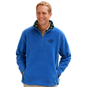 YOUR LOGO HERE ADULT POLAR FLEECE  L/S 1/2 ZIP PULLOVER BLUE 2 EXTRA LARGE SOLID