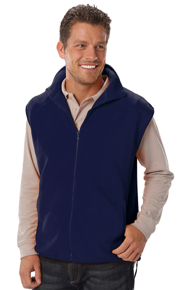 9953-NAV-S-SOLID|BG9953|Men's Micro Fleece Zip Front Vests