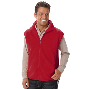 ADULT POLAR FLEECE SLEEVELESS VEST  -  RED 2 EXTRA LARGE SOLID